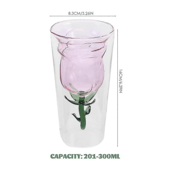 Roseblomst glaskop til fest pink glas drikkeglas