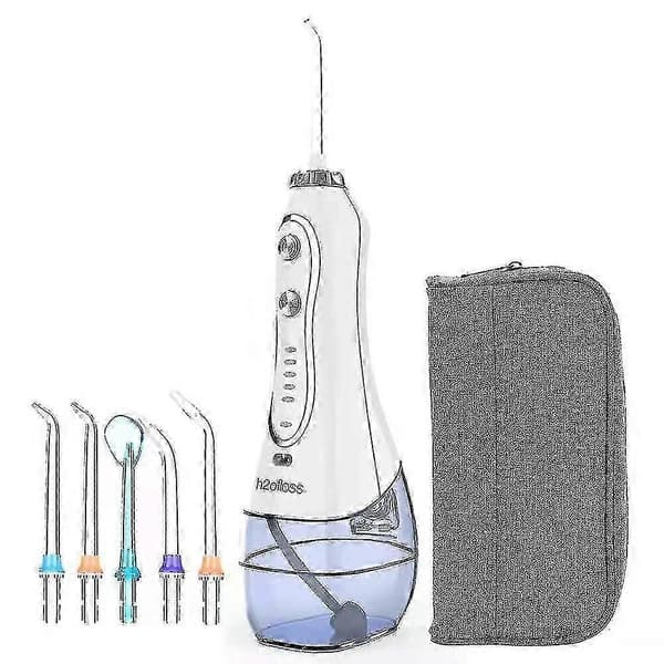 Professionell Sladdlös Vattenflosser - Kraftfull Oral Irrigator med Gravitationskula - 5 Nivåer, 5 Munstycken - Bärbar och Resevänlig