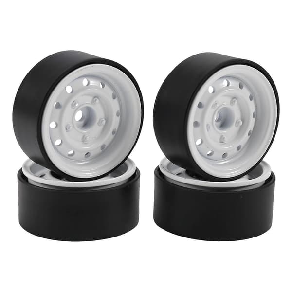 4 stk./sæt RC Crawler Retro Alloy 12 små huller 1,9 tommer Beadlock fælg til 1/10 RC biltilbehør Black & white