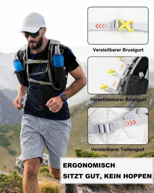 Unisex Hydration Backpack / Running Vest with Reflective Design – Adjustable, Lightweight & Comfortable for Running, Hiking, Cycling, Marathon Black