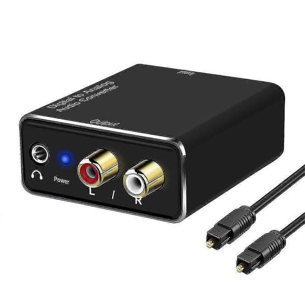 [13]Digital til Analog Lydkonverter, DAC Digital Spdif Optisk til Analog L/R RCA & 3.5mm Aux Stereo Au