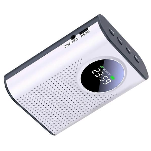 Voice Amplifier with Magnetic Mosquito Personal Microphone and Speaker with LED Display Voice Amplifier_Quality Gift White & Black
