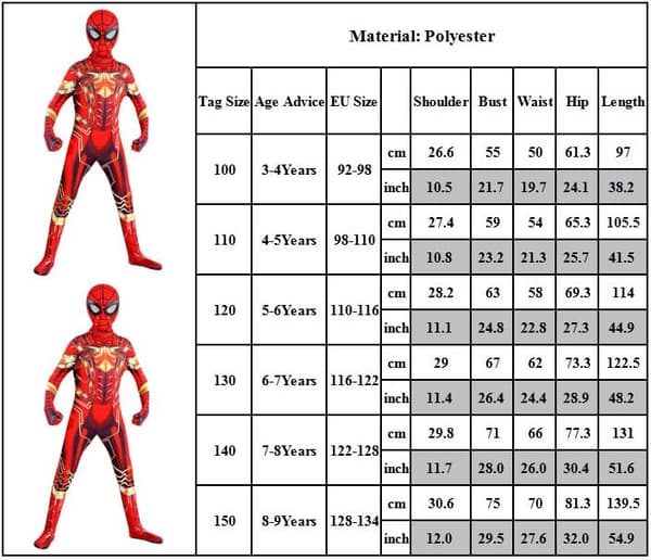 Spider-Man-kostume Børn Halloween Kostume Overall til Børn 130cm