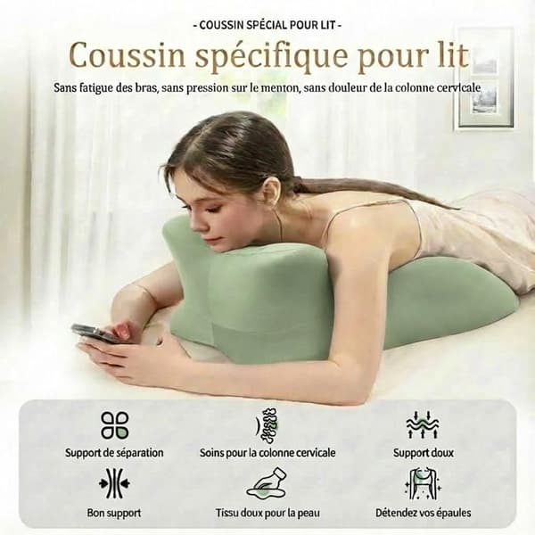 Ergonomic Pillow with Perfect 27° Angle, Multifunctional Memory Foam Wedge Pillow (Green) Vert