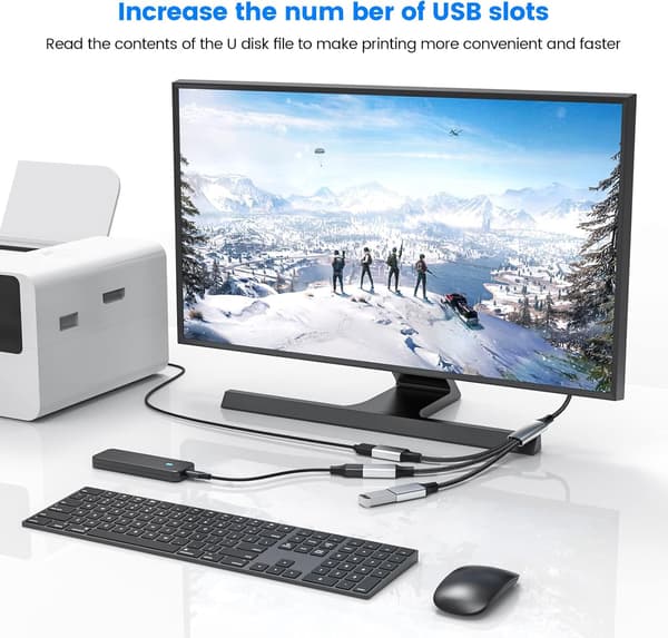 2025 Senaste Modell 3 i 1 USB-splitterkabel, Bärbar USB 2.0-hubb för laddning, dataöverföring, bärbar dator, Mac Silver 1-pack