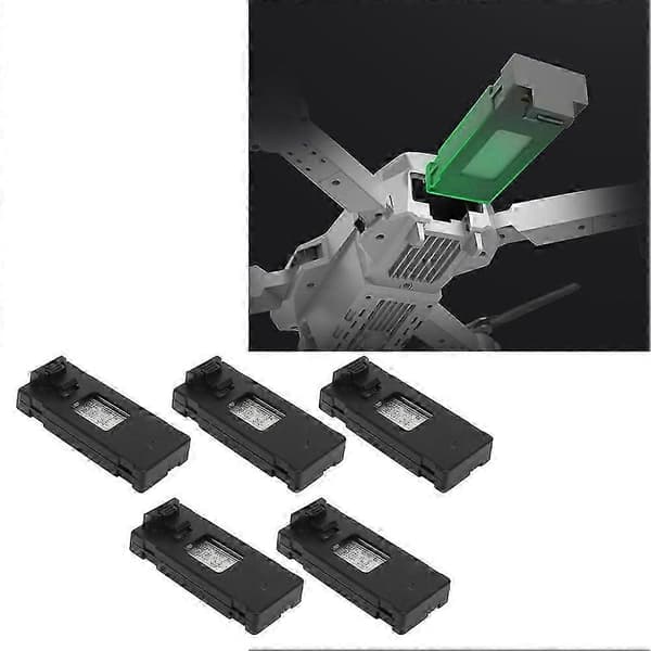 Dronetarvikkeet 5 kpl dronen litiumakku 3,7 V 1800 mAh kauko-ohjattavan lentokoneen mallitarvikkeet Black