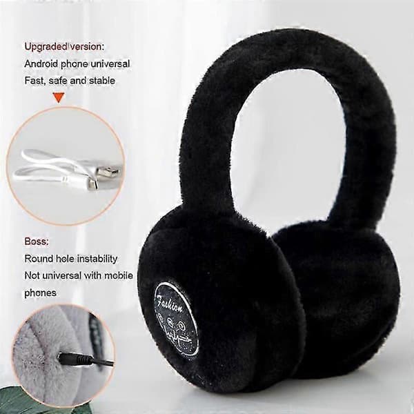 Trådløse Bluetooth hovedtelefoner Varme bløde ørevarmer hovedtelefoner til kvinder piger White