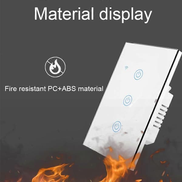 WiFi Touch Panel-strömbrytare Hem Smart Switch Panel LED-indikatorlampa Härdat glaspanel Ljus white 3 Way