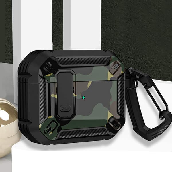for Airpods 3rd Generation Case with Lock, [Supports Wireless Charging] Military Hard Protective Case with Carabiner for Airpods 3rd Generation