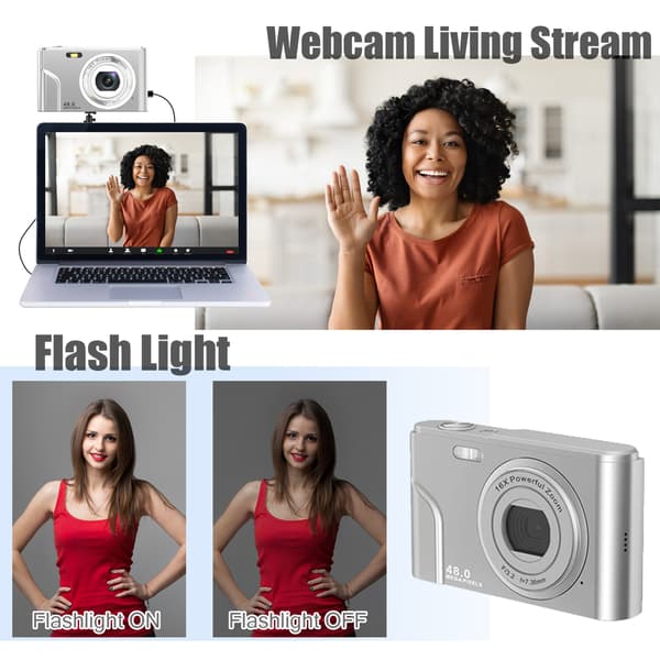 Digital Camera 1080P / 48 Megapixel / 16x Zoom Silver Silver 277