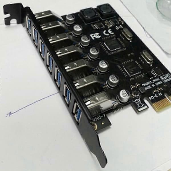 egnet for usb 3.0 pci express-adapter med 7 porter, pcie til usb 3.0 utvidelseskort, usb3 pci-e x1 kontroller