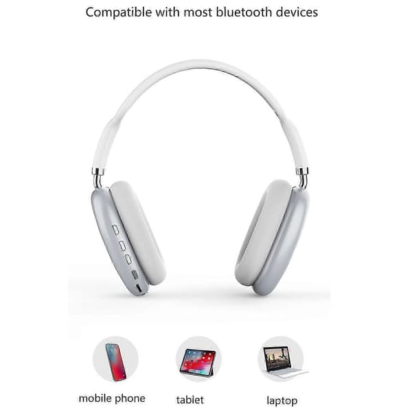 Bluetooth 5.0 hodetelefoner, trådløse over-ear hodetelefoner, for spillkonsoll, datamaskin (hvit) White