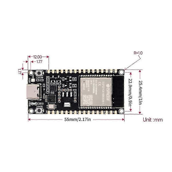 esp32-c6-kehityskortti 8 Mt:n flash-muistilla, malli esp32-c6-dev-kit-n8 Unsoldered pin heade