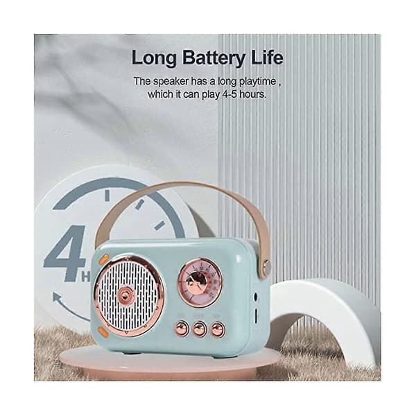 Bærbar Bluetooth-høyttaler med mikrofonsett, vintage Bluetooth-høyttaler med hjem (blå) Blue