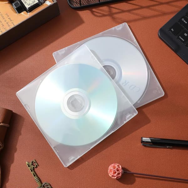 20 st enkel CD DVD-fodral Box Design Plastmaterial Dammskyddande Roll för Hemförvaring