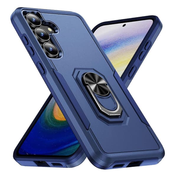 TKdaddy för Samsung Galaxy S25 FE Fodral Militärklassad Ring Kickstand PC + TPU Telefonfodral Blå