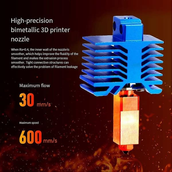 Til Bambu Lab P1P/P1S TZ5.0 end Kit Bimetal Hærdet Stål Dyse End 0.4mm med Blæser 3D Printer Del