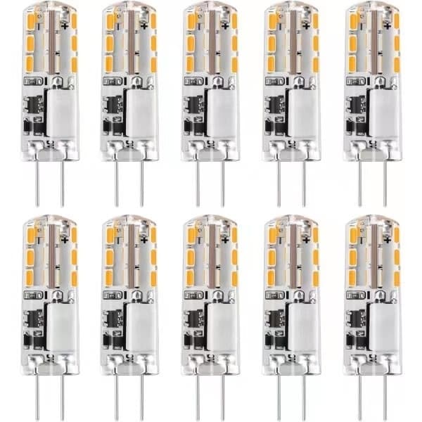 10x G4 LED-lampor 12V AC/DC Varmvit 3000K 2W, dimbar belysning