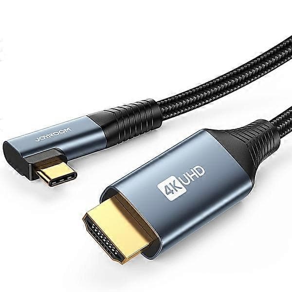 Kulmikas USB-C–HDMI-kaapeli 4K 60Hz 2m harmaa