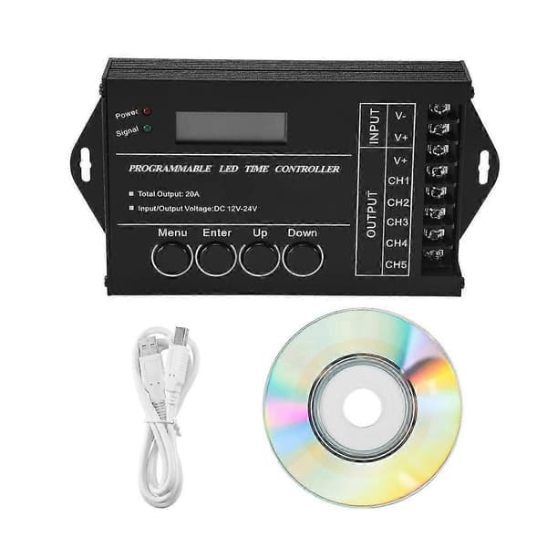 TC420 Tids-programmerbar RGB LED-controller DC12V-24V 5-kanals LED-timing-dæmper