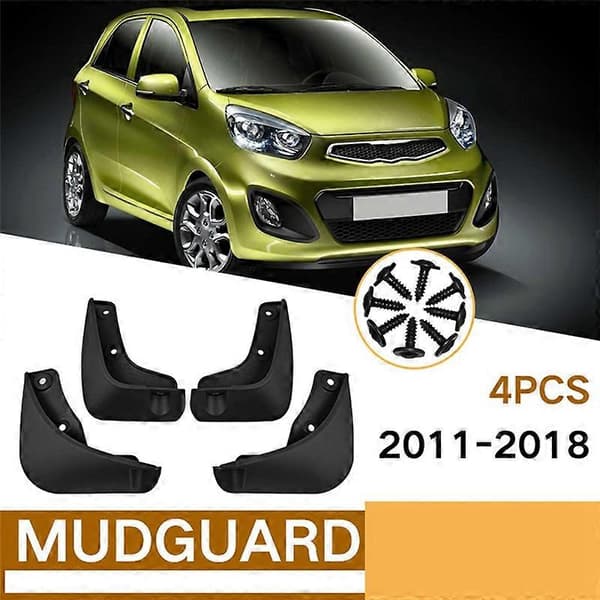 4 stk. bilskvettlapper for Picanto 2011-2018, sprutbeskyttere Black