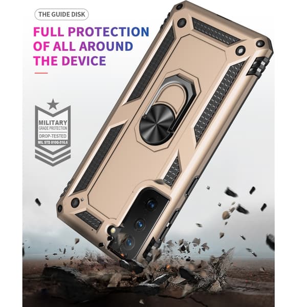 Samsung Galaxy S21 5G Case, Shockproof TPU + PC with 360 Degree Rotating Holder Guld