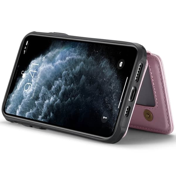 JEEHOOD J05 matkapuhelinkotelo iPhone 11 Prolle, nahkaa, vaaleanpunainen