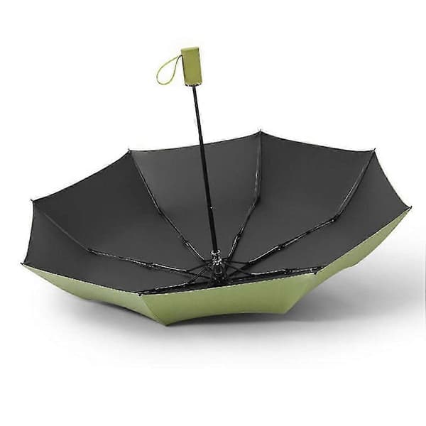 Kompakt Foldeparaply til Både Sol og Regn 8-ribbet 3-fold Automatisk Åbning/Lukning UPF50+ 97cm Efter Åbning Green Fully Automatic