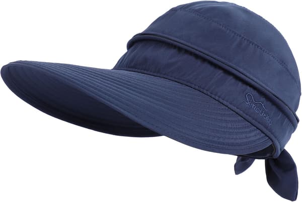 Hatter for kvinner UPF 50+ UV Solbeskyttelse Konvertibel Strandvisirhatt Dark Blue