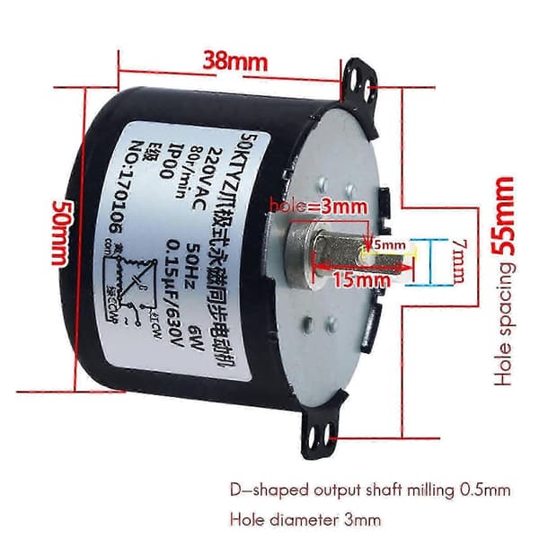50KTYZ Permanent Magnet Synkronmotor AC 220V 6-10W Miniatyr