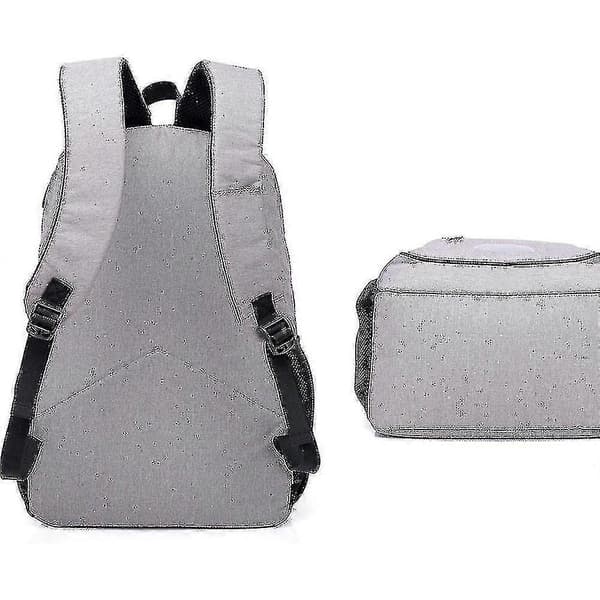Studie Rygsæk USB Opladning Skoletaske Ungdoms Computer Taske Light Grey