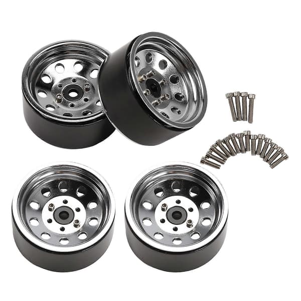 4 stk. RC Crawler Zinklegering 10 Små Runde Huller 1,9 Tommer Beadlock Fælg til 1/10 RC Crawler Tilbehør DRM130S Black & silver