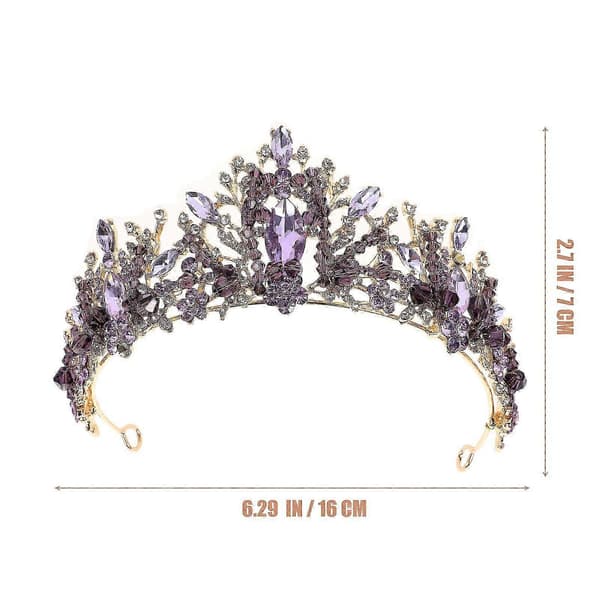 1 st brudhårdekor violett kristallstil bröllopsaccessoar tiara för kvinnor