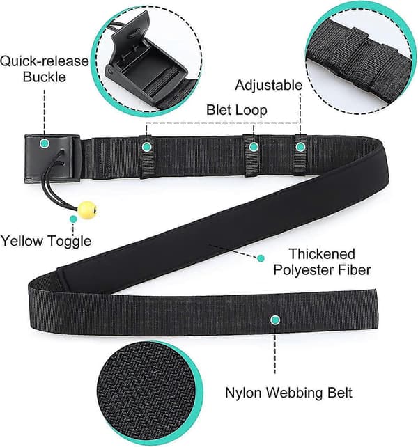 Surfe midjebelte, 50 mm bredt justerbart hurtigutløsende midjebelte stropp for å koble surfebånd til ståbrett