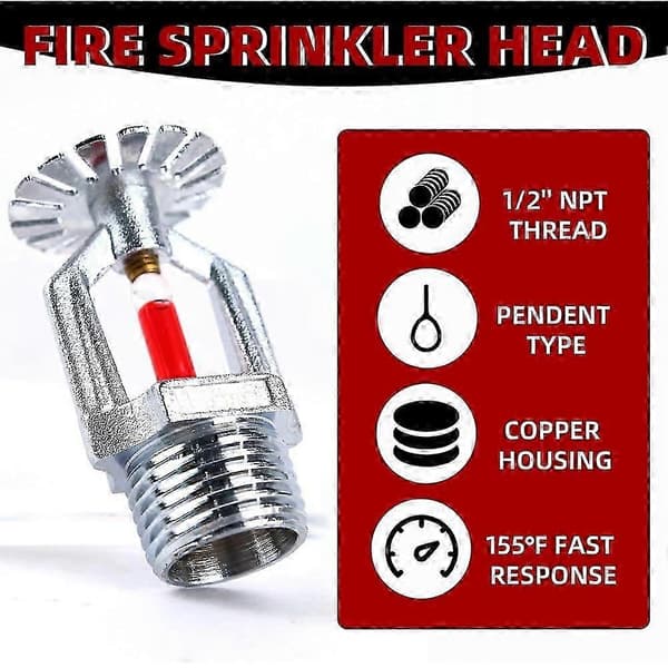 1set/10st Brandsläckarhuvud - Kopparkrom, 1/2\" NPT 155(68C) Pendelspray, K80 Snabbrespons Automatisk Silver