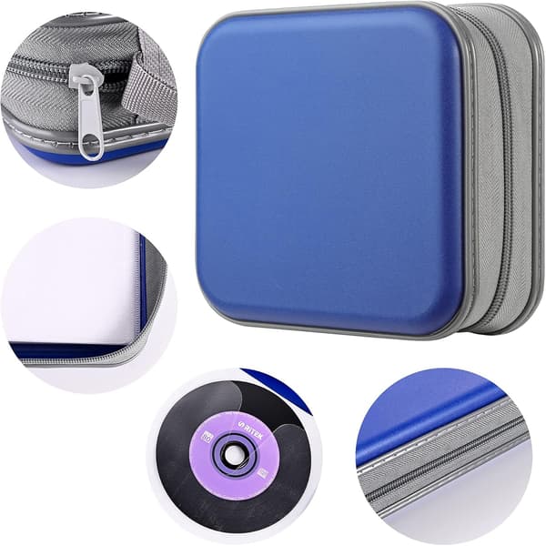DVD-etui - Bærbar CD/DVD-holder for oppbevaring (48 kapasitet, blå)