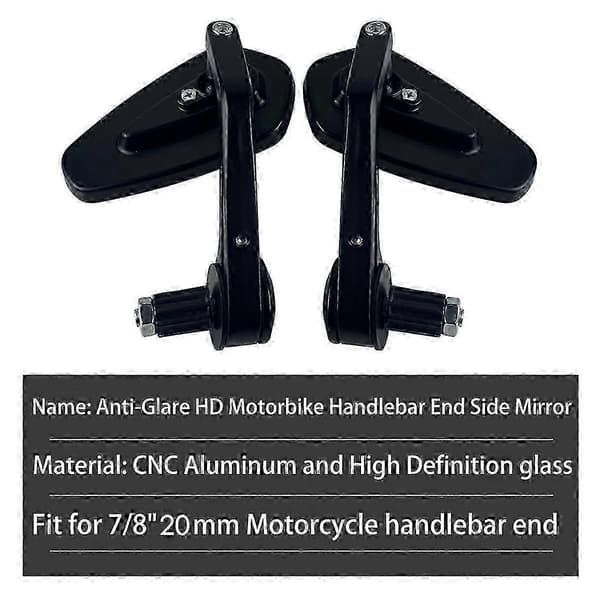 Motorcycle Handle Bar End Mirror 7/8 inch 22mm Custom Smoke Blue Lens