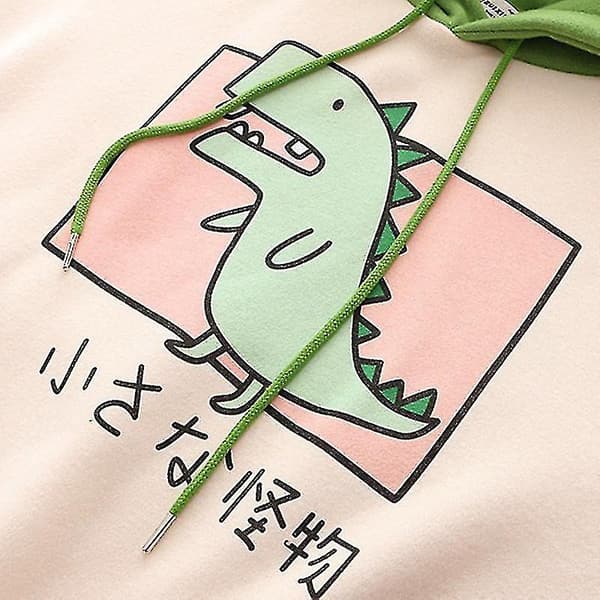 Kvinders Teenager Piger Sød Dinosaur Langærmet Hættetrøjer Hættetrøje Pullover Top kompatibel med Efterår Black M