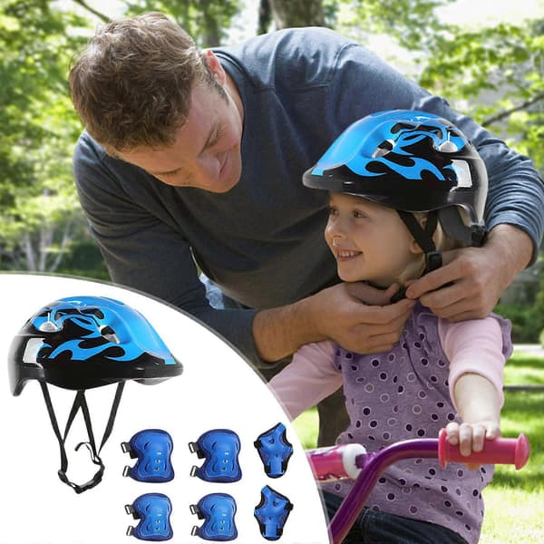 7 st/set Barnhjälm Knä Armbågsskydd Cykel Skateboard Skydd Blue