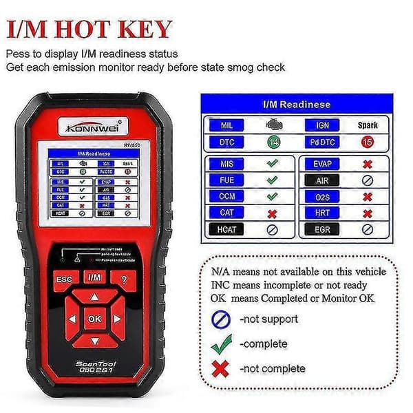 Yleiskäyttöinen auton diagnostiikkalaite Obd2-toiminnolla ja O2-anturin testillä