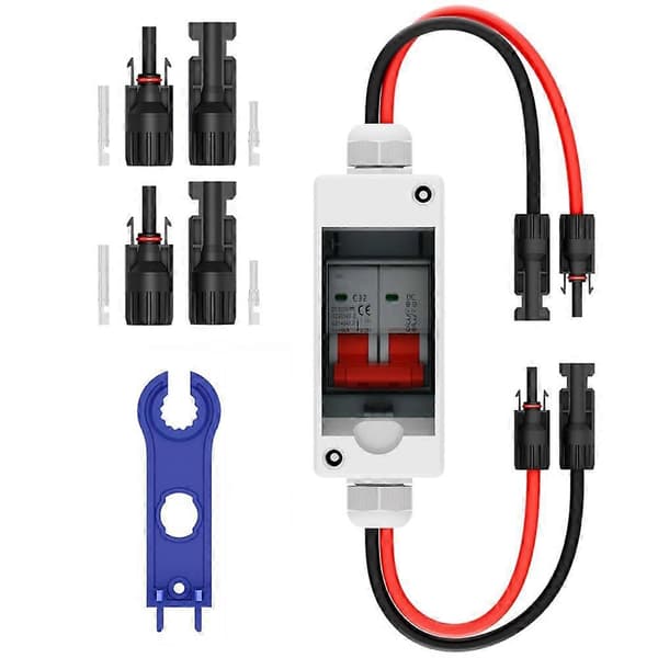 [13]Solar Panel Disconnect Switch, 32A DC 1000V Switch Box PV Disconnect Switch with IP65 Waterproof B