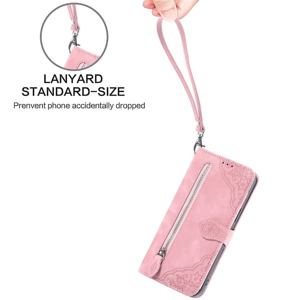Suitable for iPhone mobile phone case - mobile phone leather case flip case embossed card slot leather case Pink iPhone 15 Pro Max iPhone 15 Pro Max Pink