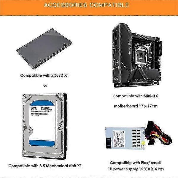 A09 HTPC Datorfodral Mini ITX Gaming PC Chassi Stationär Chassi USB3.0 Datorfodral Hemdatorfodral Svart DS