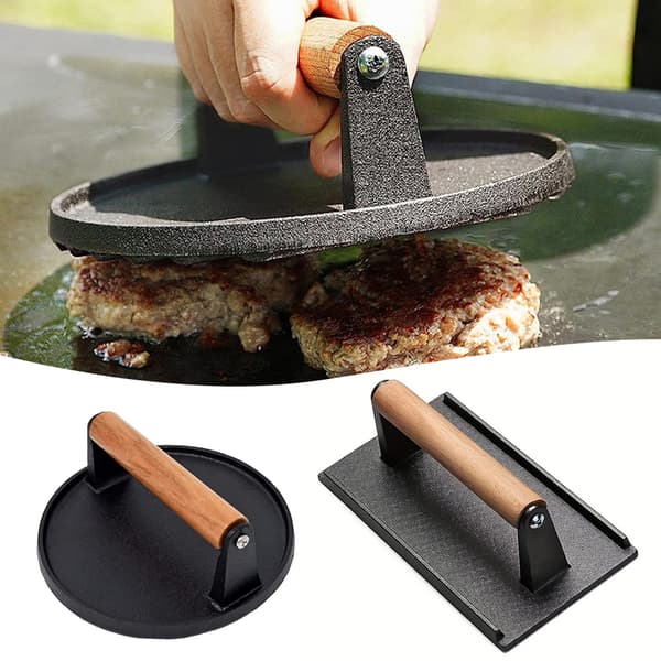 Smash Burger Press Hamburgare Press Patty Maker Gjutjärn Kött Nötkött Ost Veggie Burger Maker Square Square