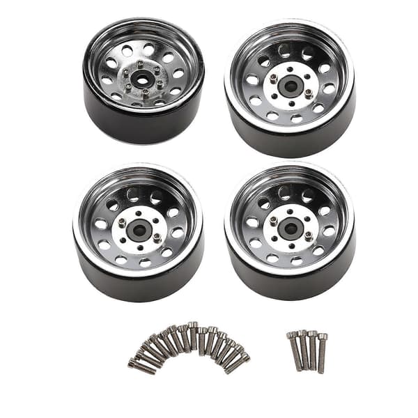 4 stk. RC Crawler Zinklegering 10 Små Runde Huller 1,9 Tommer Beadlock Fælg til 1/10 RC Crawler Tilbehør DRM130S Black & silver