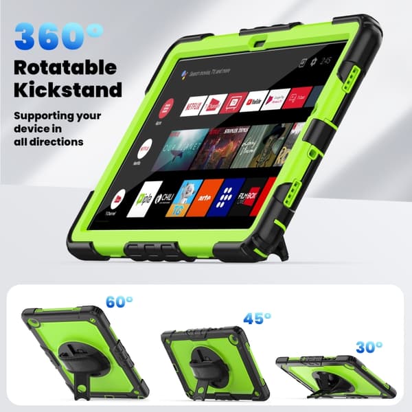 Samsung Galaxy Tab A9+ / A11+ Silicone + PC Case with Shoulder Strap Svart+Gul Grön