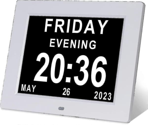 [13] Demensklokke med stor digital kalender for eldre, dag- og datovisning-FA-
