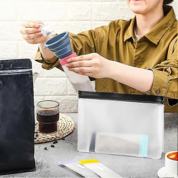 Protein Powder Travel Container Set Single Dose Reusable Supplement Bags with Funnels & Spoon
