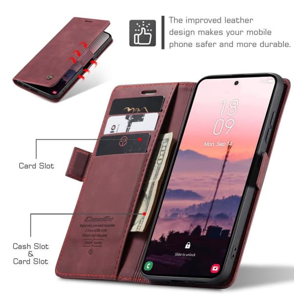 Samsung Galaxy S26 Ultra 5G Case - CaseMe 013 Multifunctional Horizontal Flip Leather Case Röd