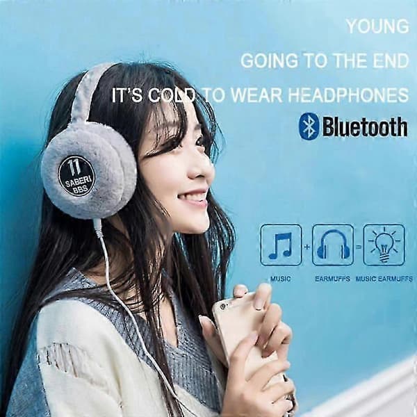 Trådløse Bluetooth hovedtelefoner Varme bløde ørevarmer hovedtelefoner til kvinder piger White